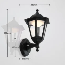 Aplique LED para exterior Lindby Iavo, negro, farol, 38 cm