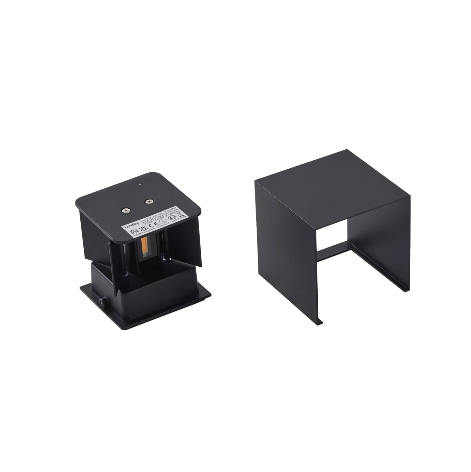 Aplique LED para exterior Lindby Nivar, angular, negro, 10 cm, IP54