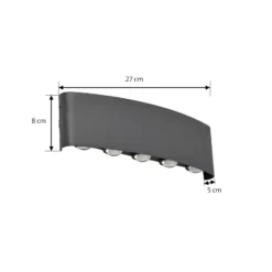 Aplique LED para exterior Lindby Ithan, 5 luces, antracita, 27 cm