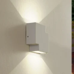 Aplique LED para exterior Lindby Fendir, blanco, aluminio, 10,5 cm