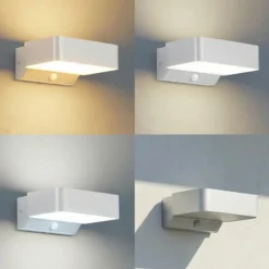 Aplique LED para exterior Lindby Fando, plata mate, con sensor, IP44