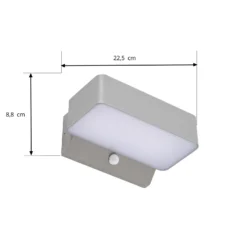 Aplique LED para exterior Lindby Fando, plata mate, con sensor, IP44
