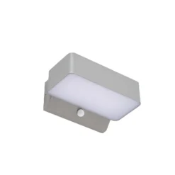 Aplique LED para exterior Lindby Fando, plata mate, con sensor, IP44