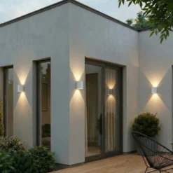 Aplique LED para exterior Lindby Ralino, blanco, 2 luces, IP65