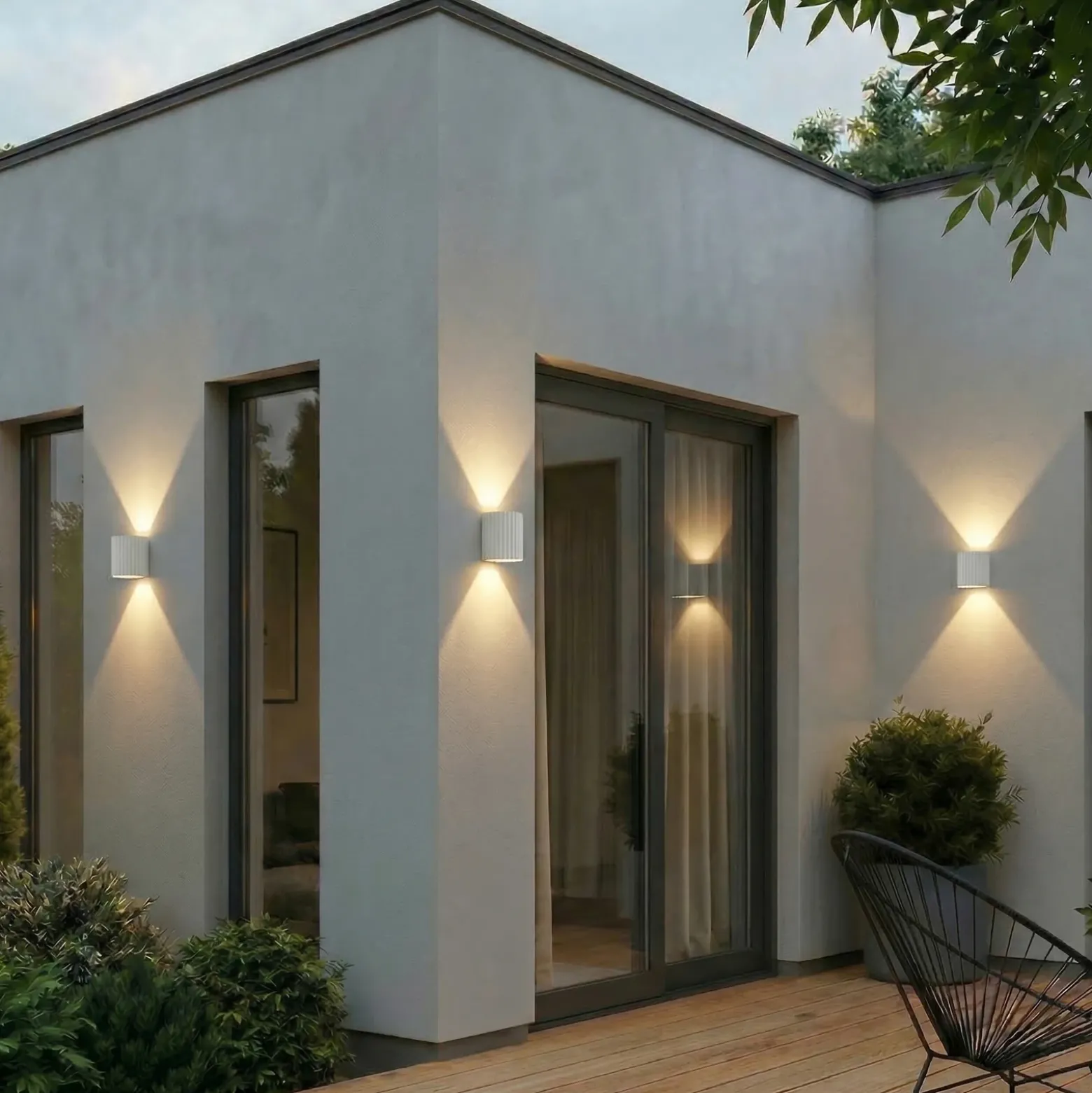 Aplique LED para exterior Lindby Ralino, blanco, 2 luces, IP65