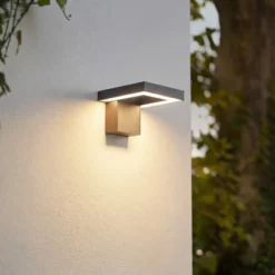 Aplique LED para exterior Lindby Orbin, gris, inclinable, CCT, IP54