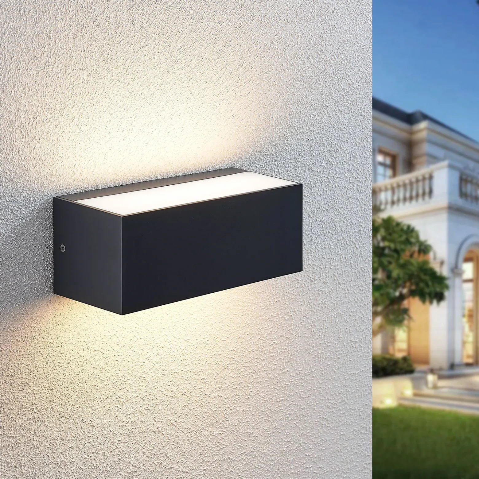 Aplique LED para exterior Lindby Nienke, 23 cm, resistente al agua salada, IP65