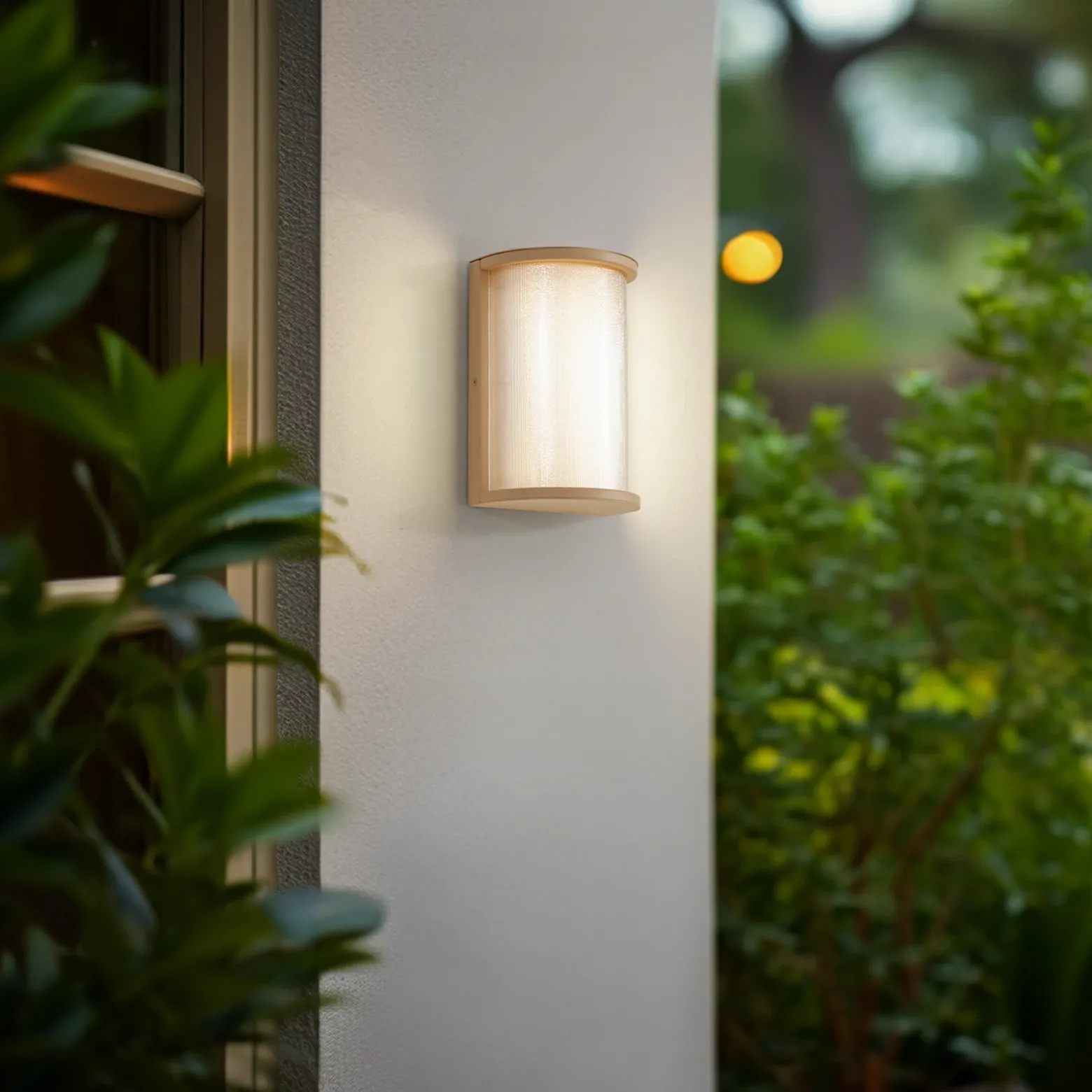 Aplique LED para exterior Lindby Calvik, beige, estriado, IP44