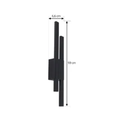Aplique LED para exterior Lindby «Sakari», negro, aluminio, altura 59 cm