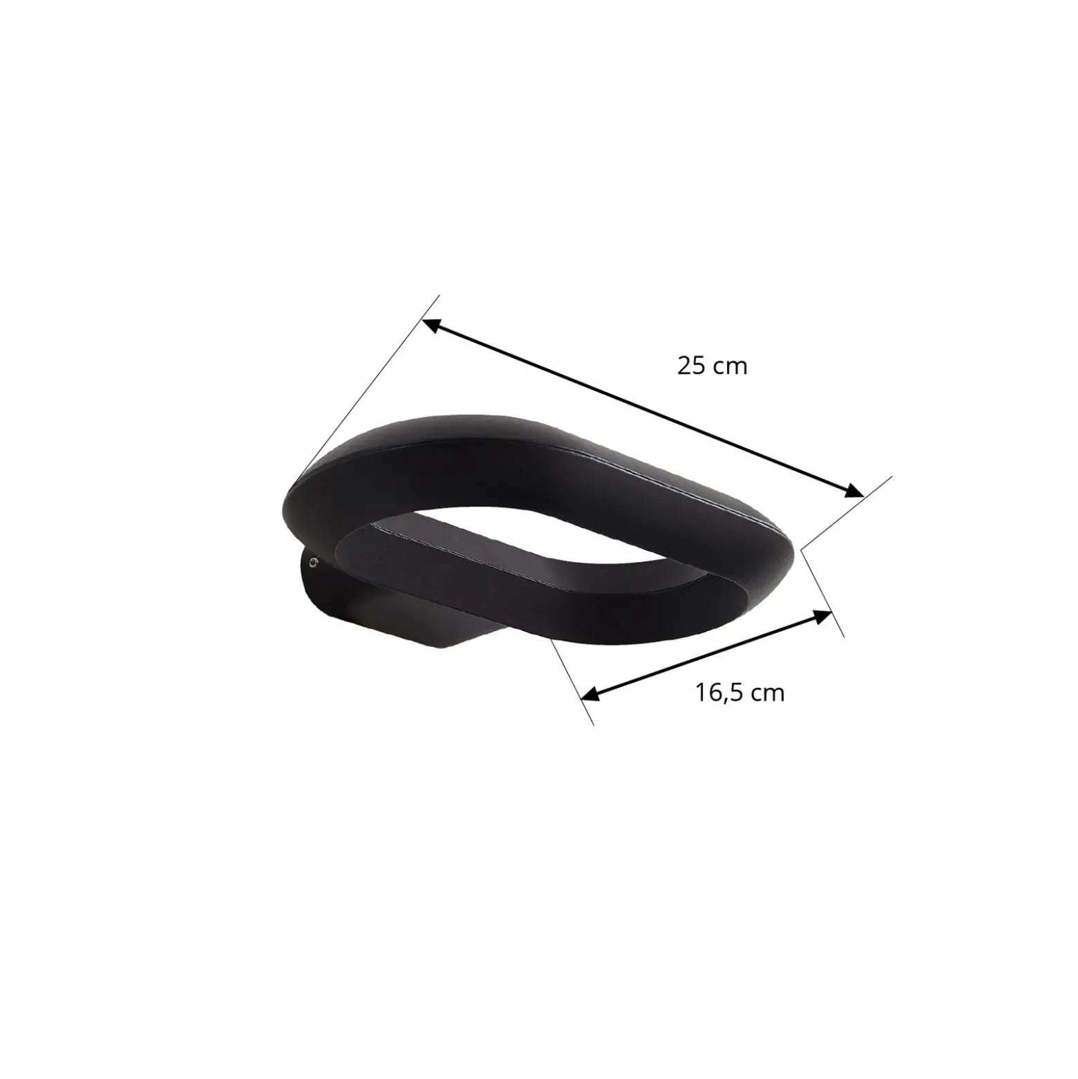 Aplique LED para exterior LOOP de Lucande, negro, IP44, metal