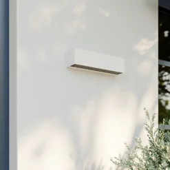 Aplique LED para exterior Lucande Lengo, 25 cm, blanca, luz hacia abajo, 3000 K