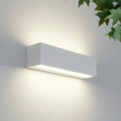 Aplique LED para exterior Lucande Lengo, 25 cm, blanca, luz hacia arriba/abajo,