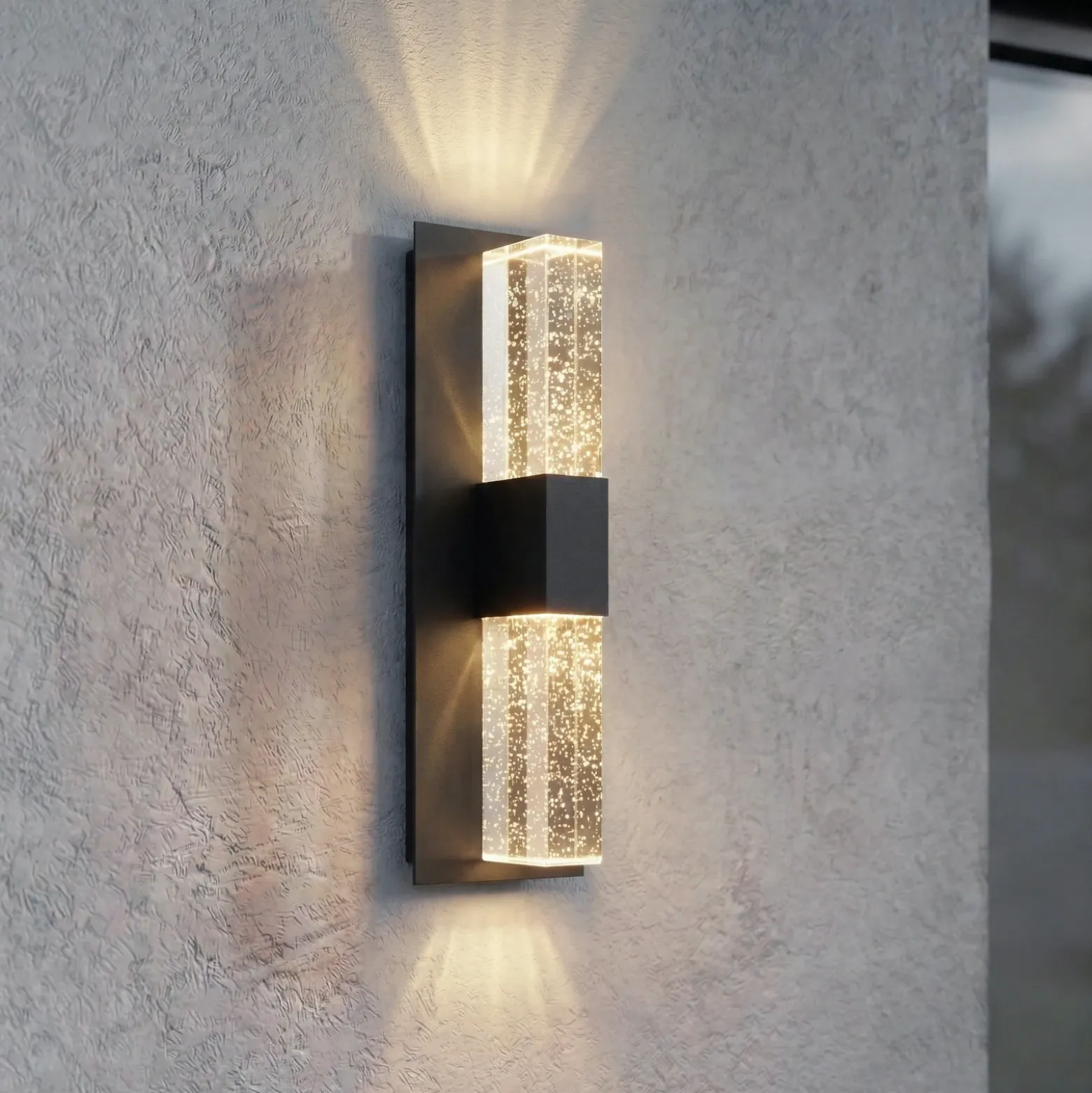Aplique LED para exterior Lucande Velune, antracita/transparente, 46 cm, CCT