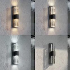 Aplique LED para exterior Lucande Velune, antracita/transparente, 46 cm, CCT