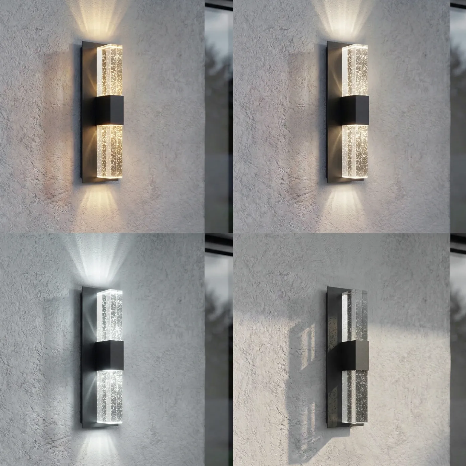 Aplique LED para exterior Lucande Velune, antracita/transparente, 46 cm, CCT