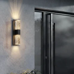 Aplique LED para exterior Lucande Velune, antracita/transparente, 46 cm, CCT