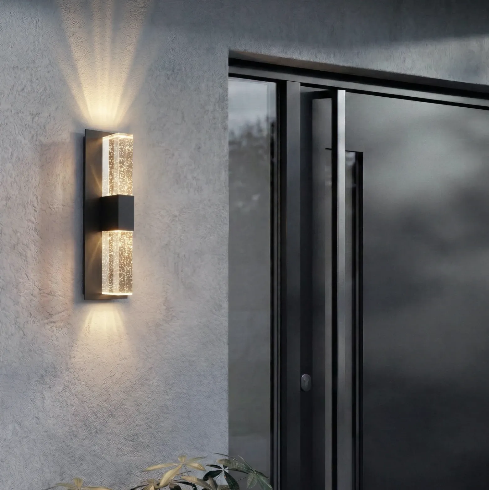 Aplique LED para exterior Lucande Velune, antracita/transparente, 46 cm, CCT