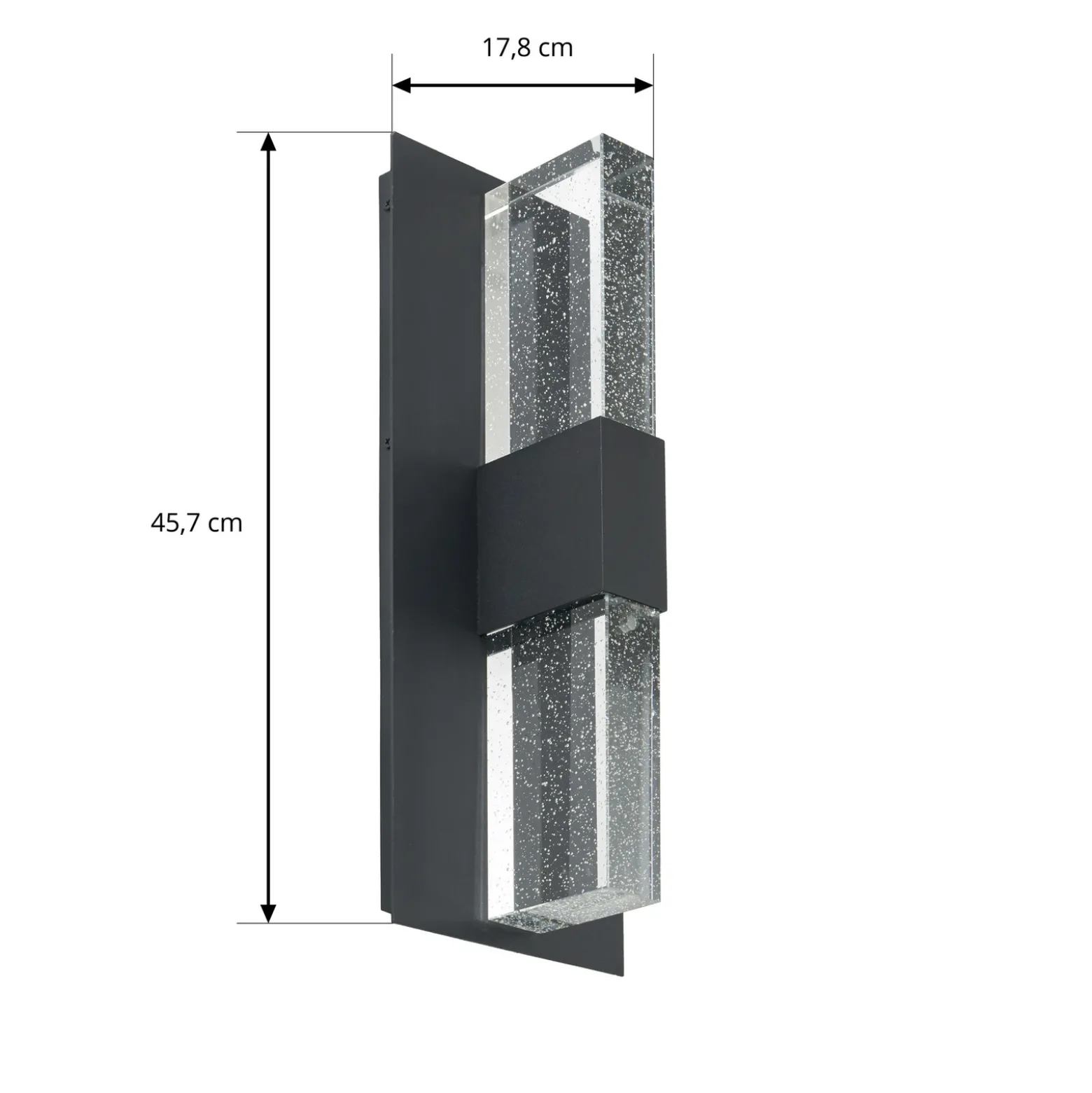 Aplique LED para exterior Lucande Velune, antracita/transparente, 46 cm, CCT