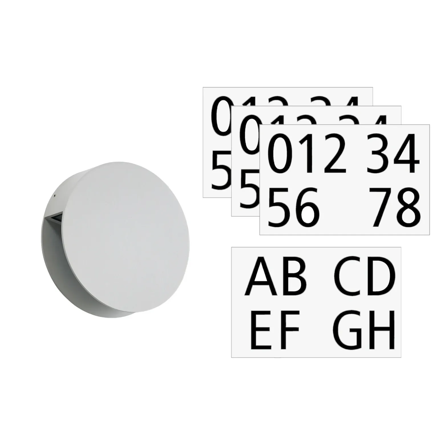 Aplique LED para exterior Lucande Advero, gris claro, con número de casa, CCT