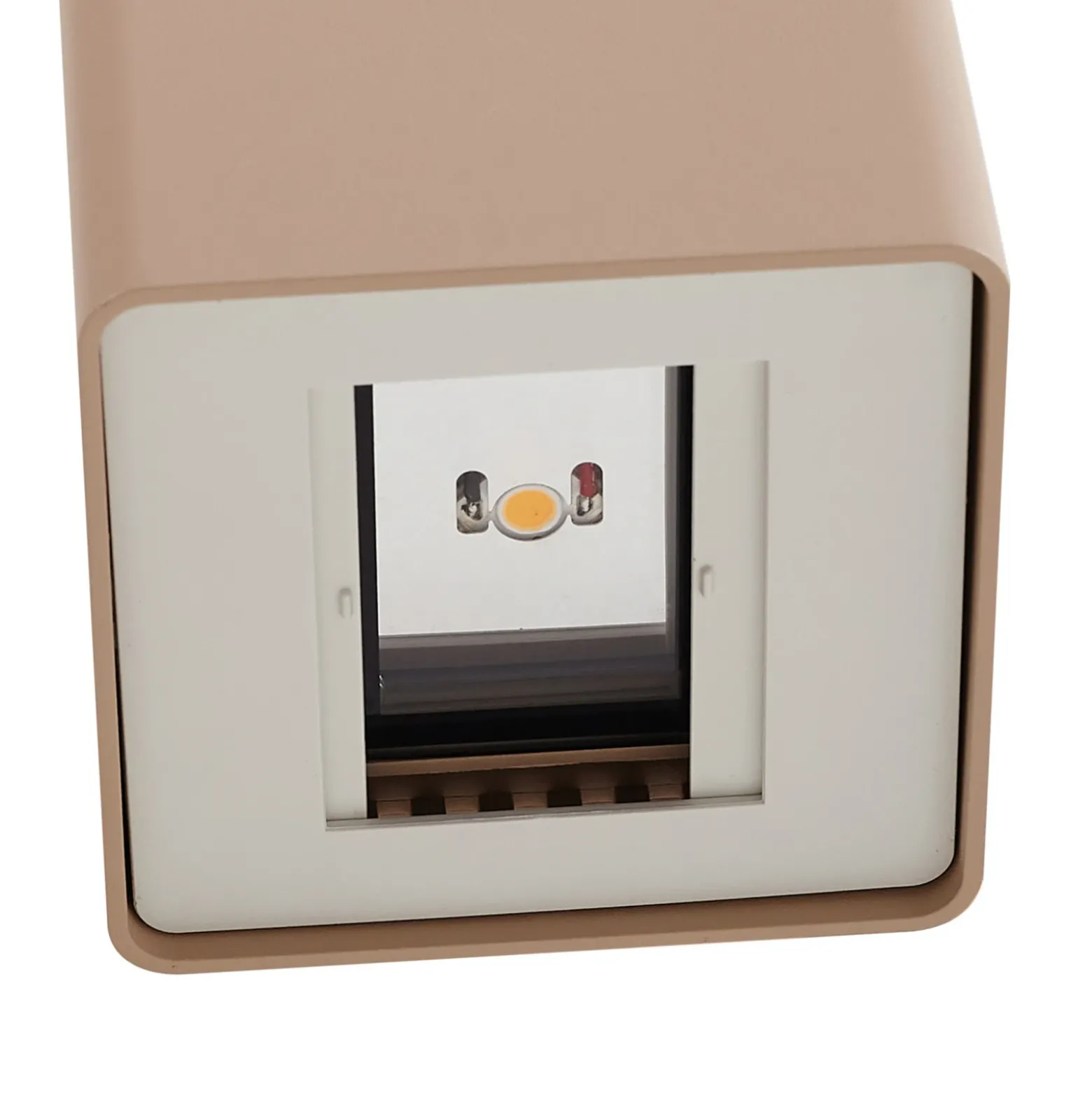 Aplique LED para exterior Lucande «Aaron», beige, IP54, luz hacia arriba/hacia