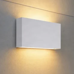 Aplique LED para exterior Lucande Jarte, 20 cm, blanco, IP65