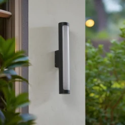 Aplique LED para exterior Lucande Tuberia, antracita, metal, Ø 7 cm