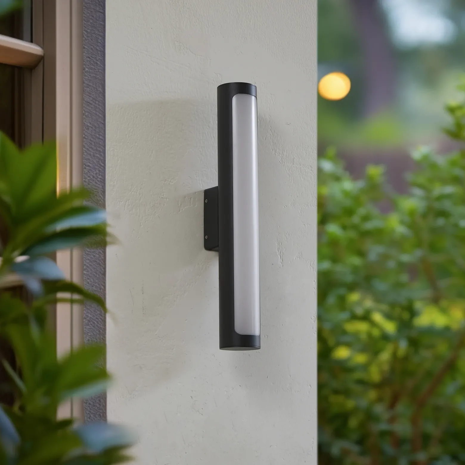 Aplique LED para exterior Lucande Tuberia, antracita, metal, Ø 7 cm