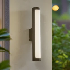 Aplique LED para exterior Lucande Tuberia, antracita, metal, Ø 7 cm