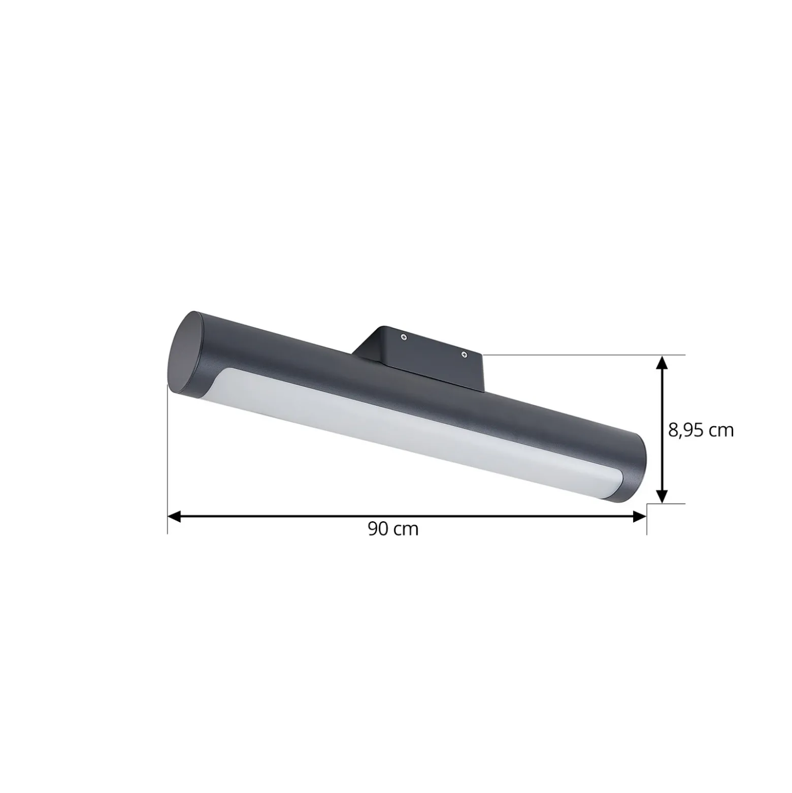 Aplique LED para exterior Lucande Tuberia, antracita, metal, Ø 7 cm