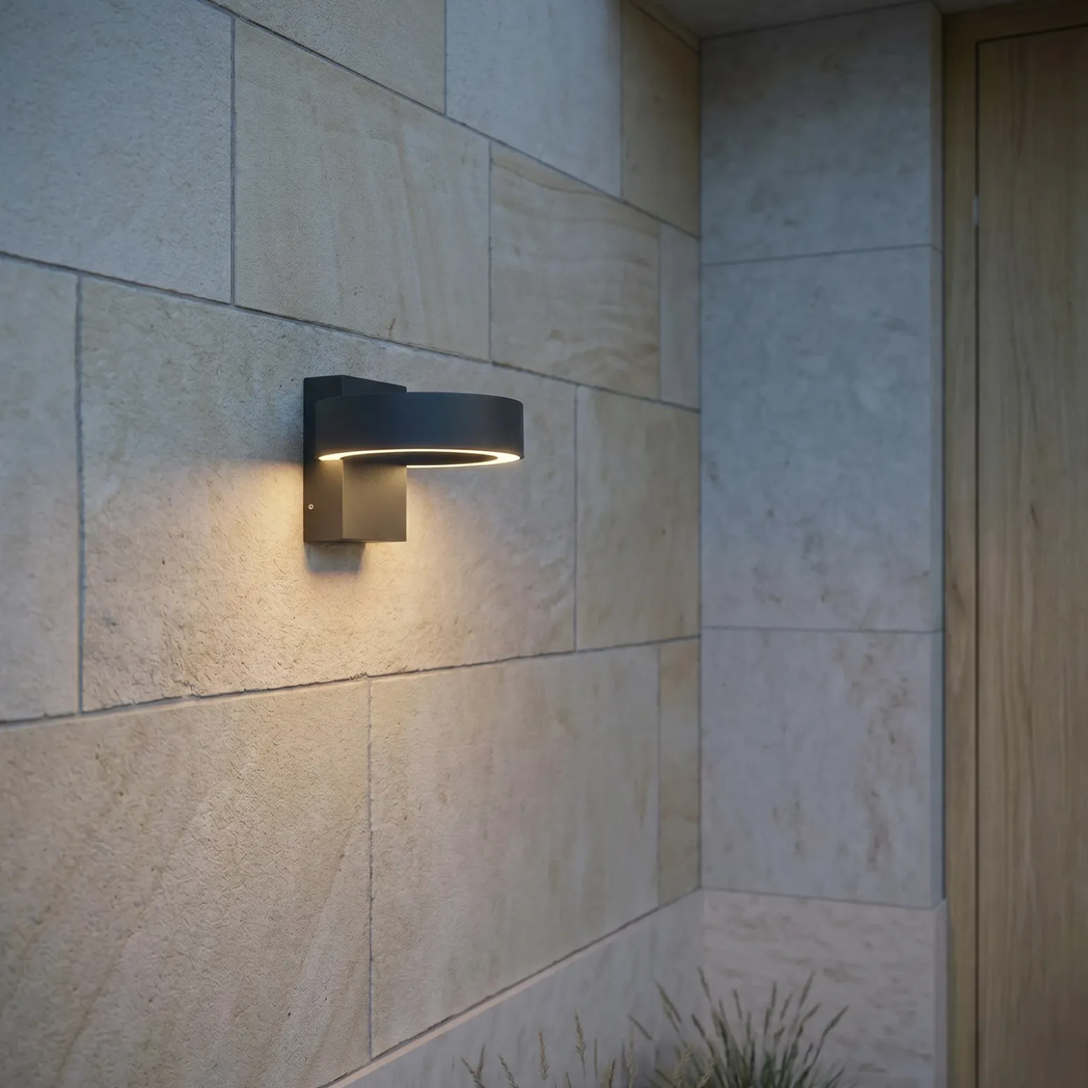 Aplique LED para exterior Lucande Nirella, negra, CCT, IP65