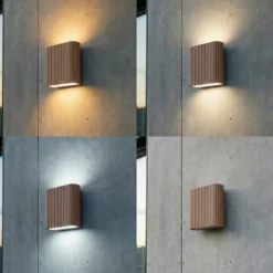 Aplique LED para exterior Lucande Raija, marrón oscuro, altura 19 cm, CCT