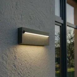 Aplique LED para exterior Lucande Joril, 25 cm, negra, IP65