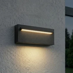 Aplique LED para exterior Lucande Joril, 25 cm, negra, IP65