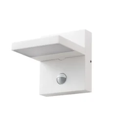 Aplique LED para exterior Lucande Silvan, blanca, con sensor, IP54, 16 cm