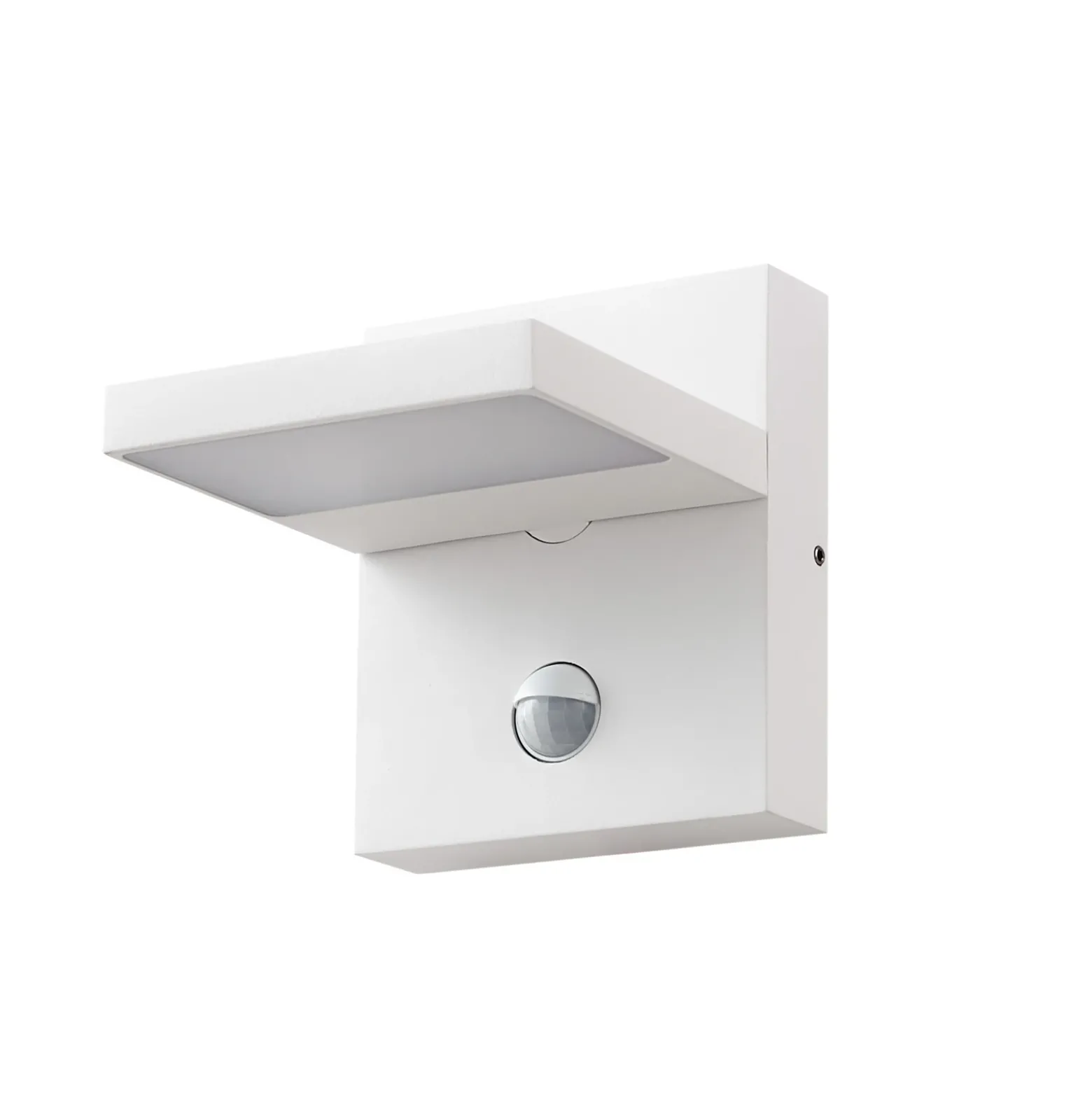 Aplique LED para exterior Lucande Silvan, blanca, con sensor, IP54, 16 cm