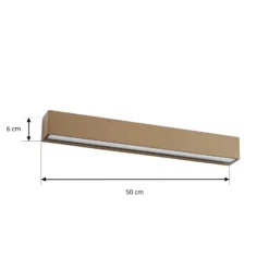 Aplique LED para exterior Lucande Lengo, 50 cm, marrón, luz hacia abajo, 3000 K