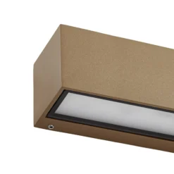 Aplique LED para exterior Lucande Lengo, 50 cm, marrón, luz hacia abajo, 3000 K