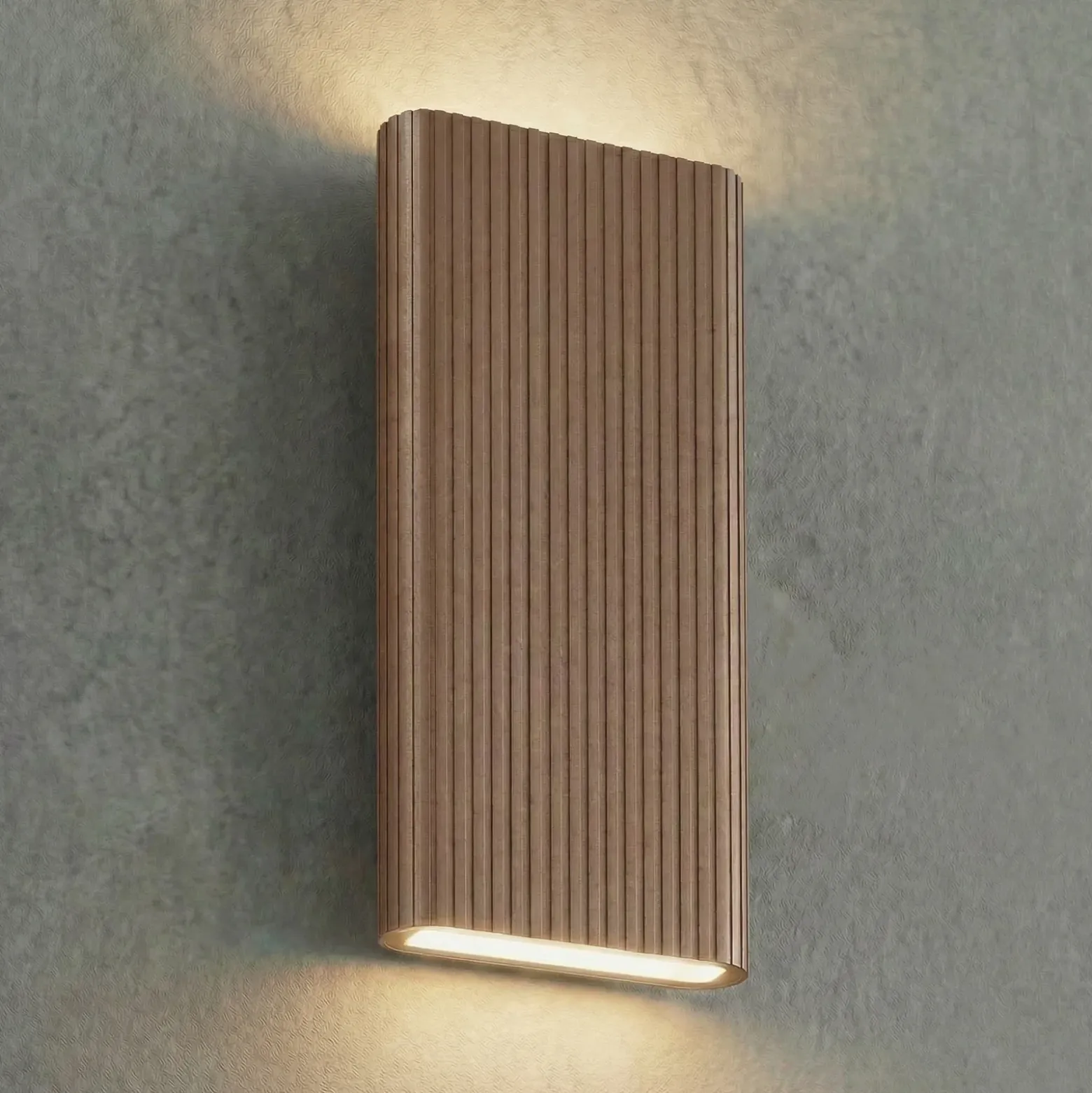 Aplique LED para exterior Lucande Raija, marrón oscuro, altura 40 cm, CCT
