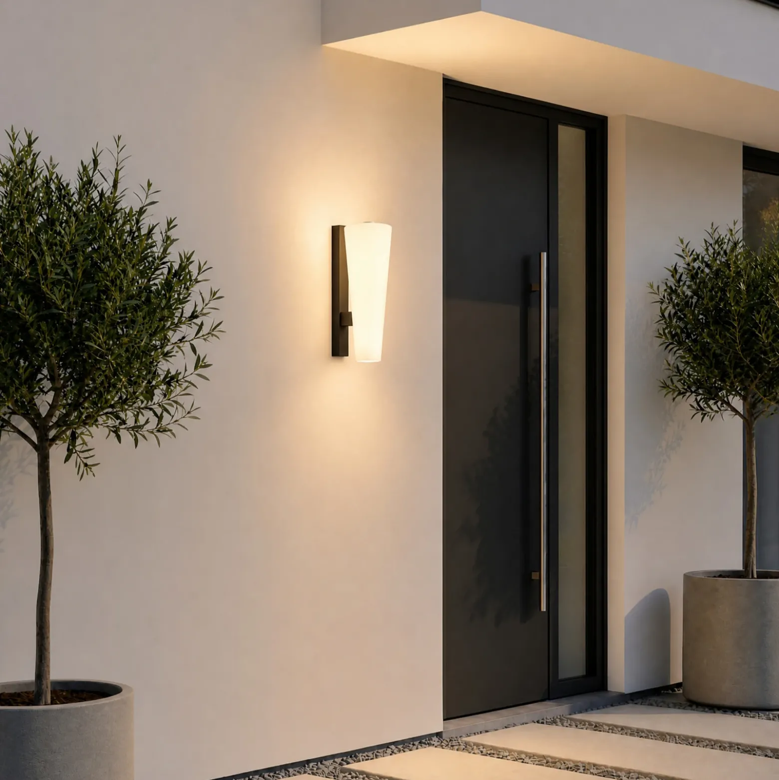 Aplique LED para exterior Lucande Jovra, negro, altura 32 cm