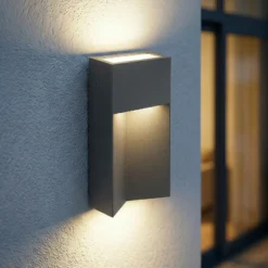 Aplique LED para exterior Lucande Kaholo, negro mate, CCT, IP44
