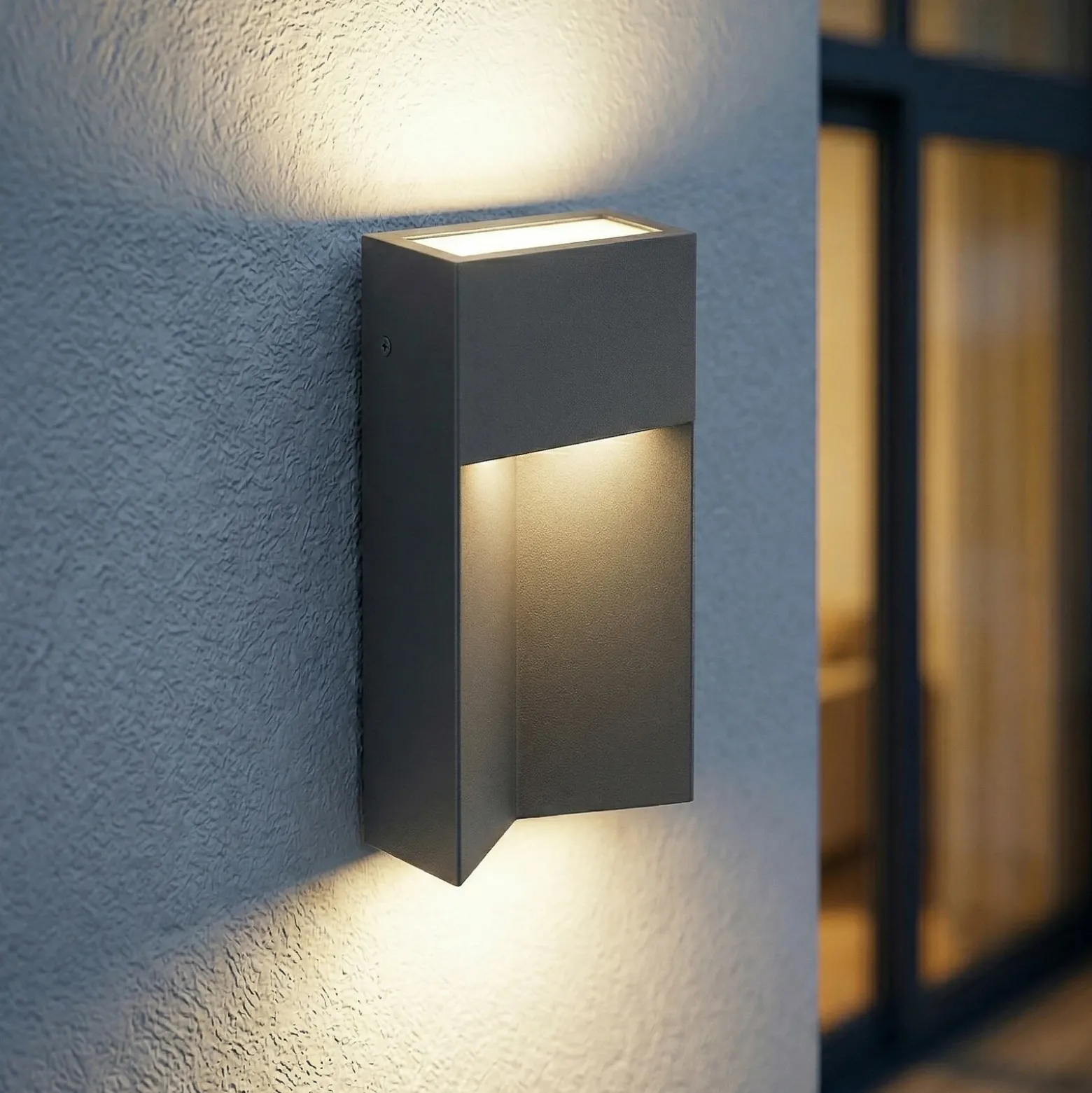 Aplique LED para exterior Lucande Kaholo, negro mate, CCT, IP44