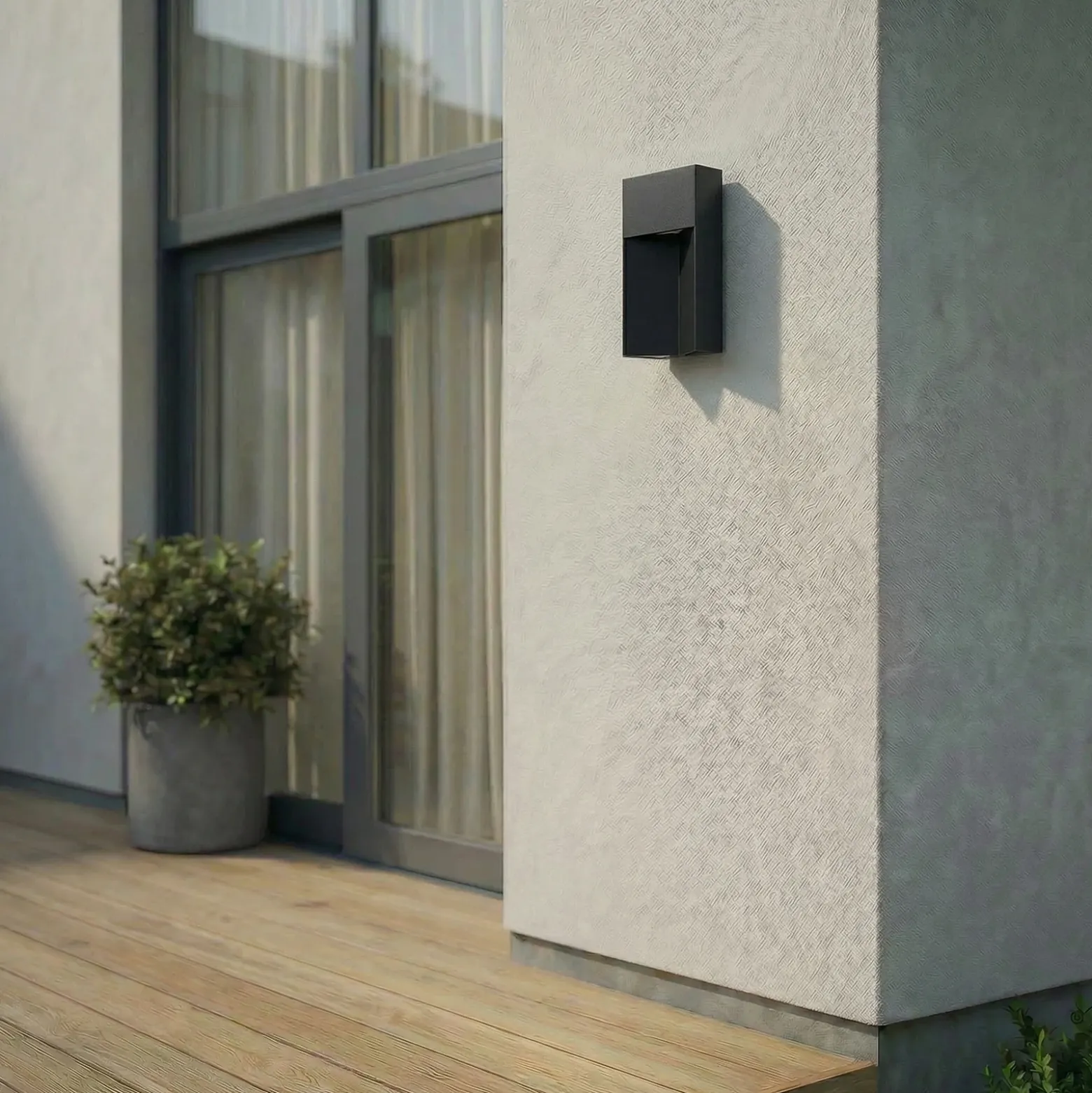 Aplique LED para exterior Lucande Kaholo, negro mate, CCT, IP44