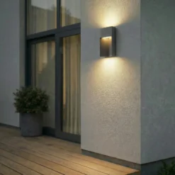 Aplique LED para exterior Lucande Kaholo, negro mate, CCT, IP44