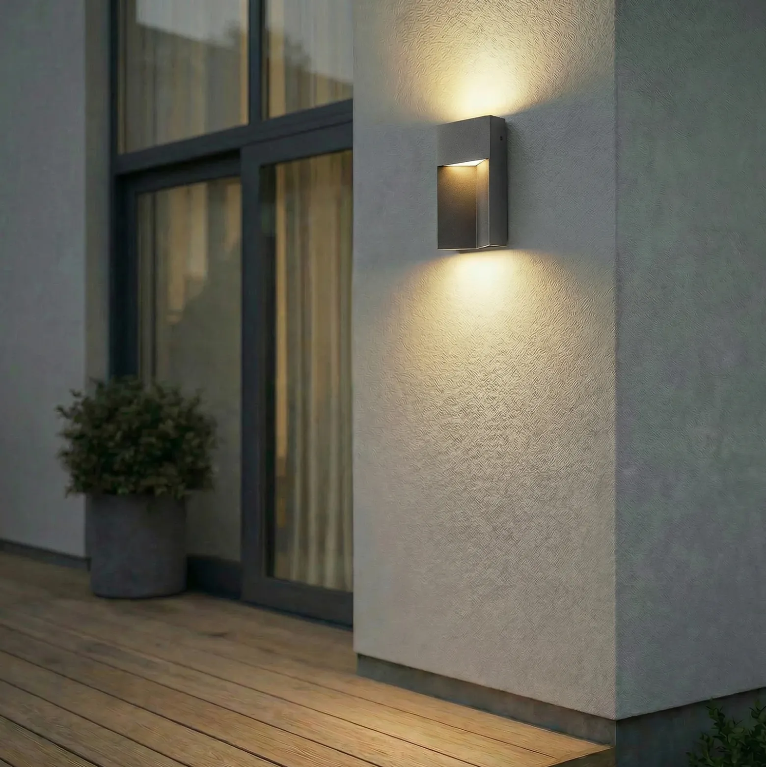 Aplique LED para exterior Lucande Kaholo, negro mate, CCT, IP44