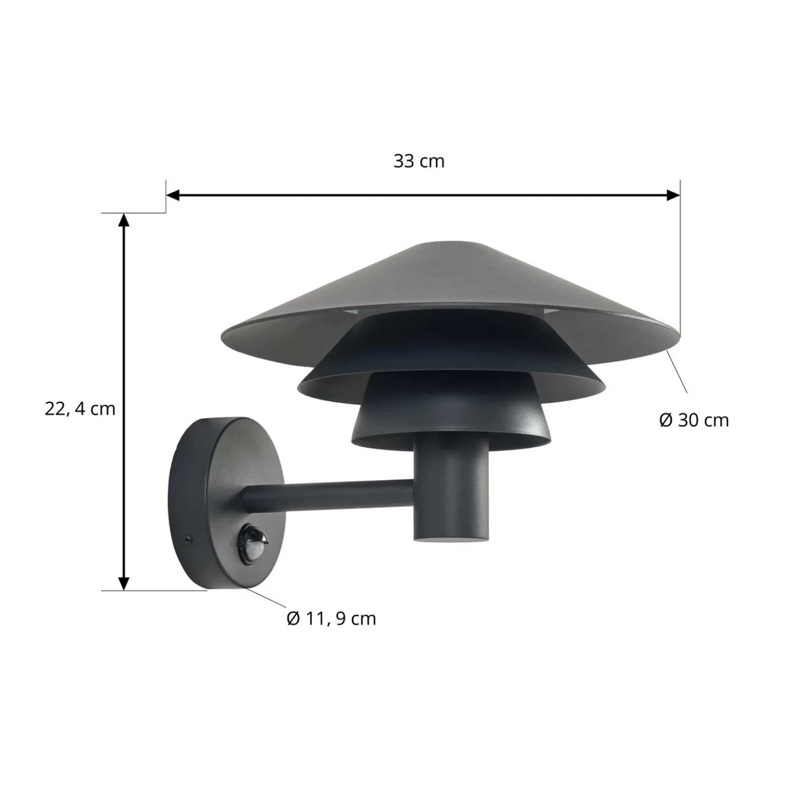 Aplique LED para exterior Lucande Montaro, color antracita, IP54 con sensor