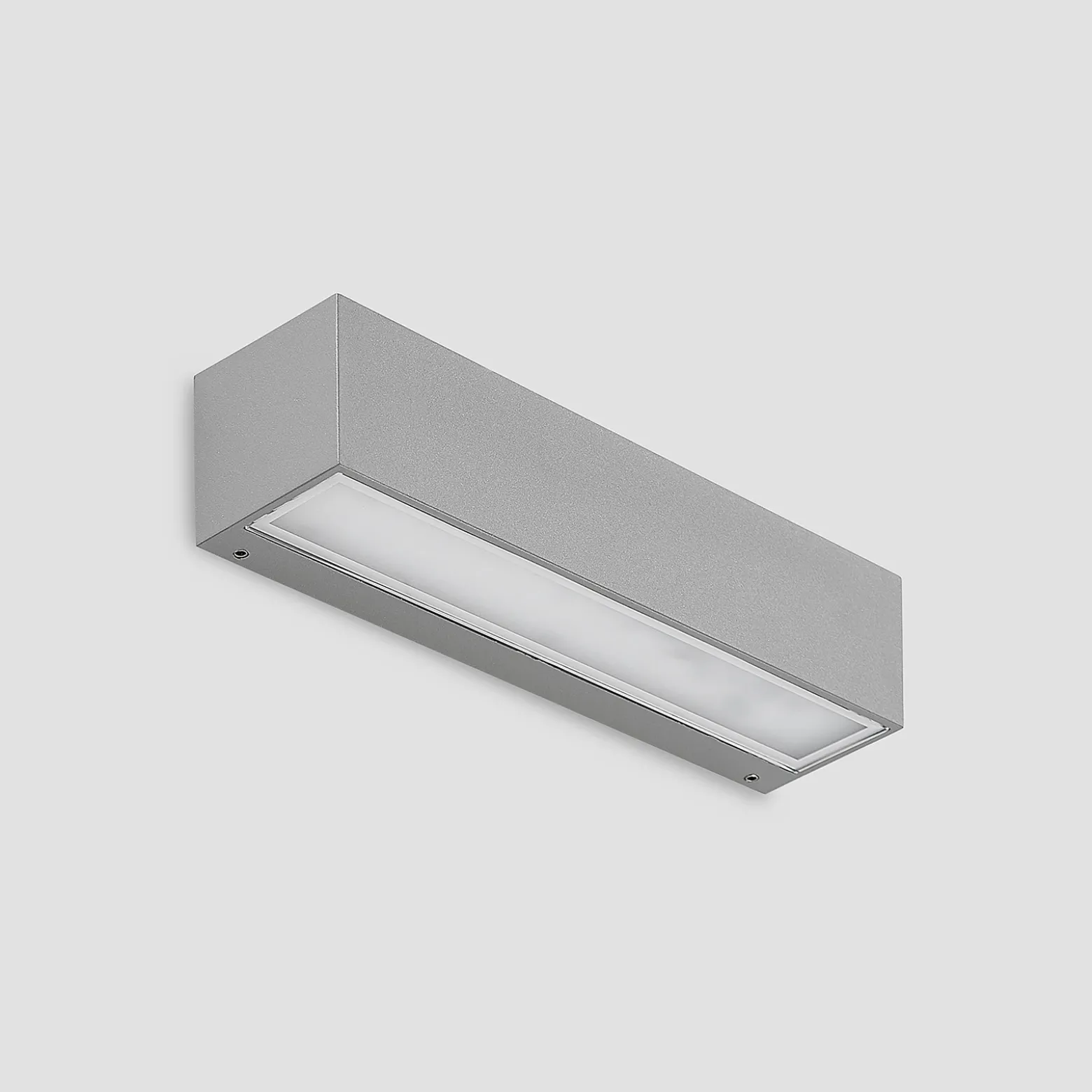 Aplique LED para exterior Lucande Lengo, 25 cm, plateada, luz hacia abajo,