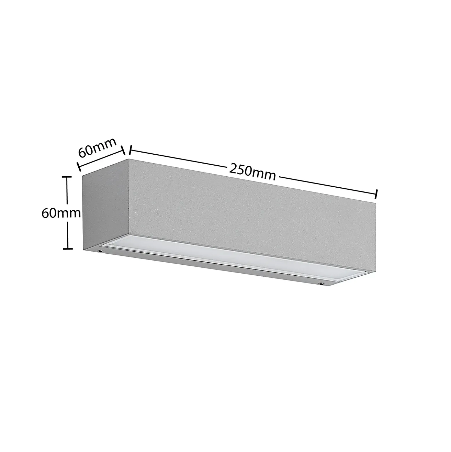 Aplique LED para exterior Lucande Lengo, 25 cm, plateada, luz hacia abajo,