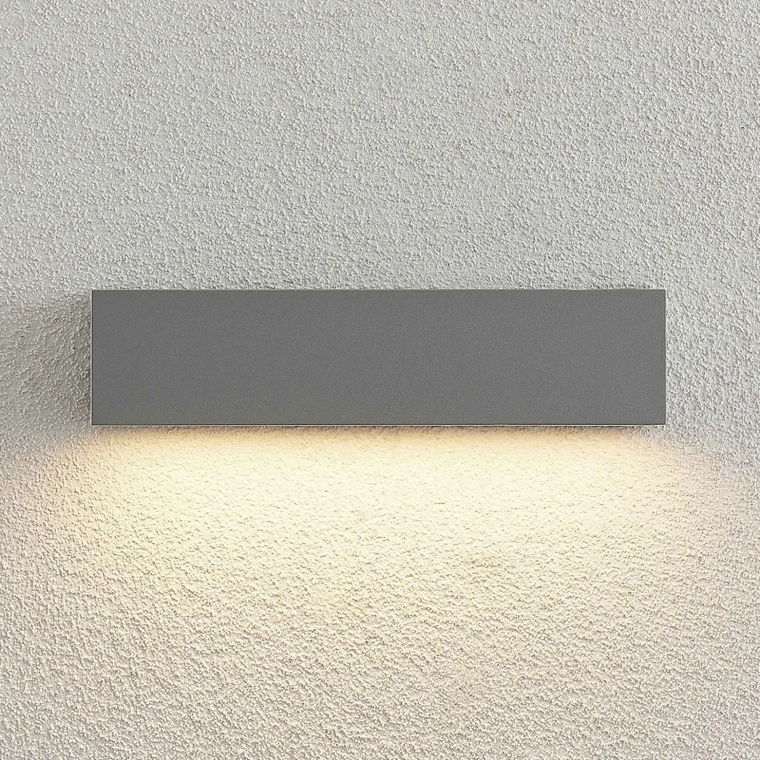 Aplique LED para exterior Lucande Lengo, 25 cm, plateada, luz hacia abajo,