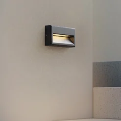 Aplique LED para exterior Lucande Weno, negro, aluminio, IP65