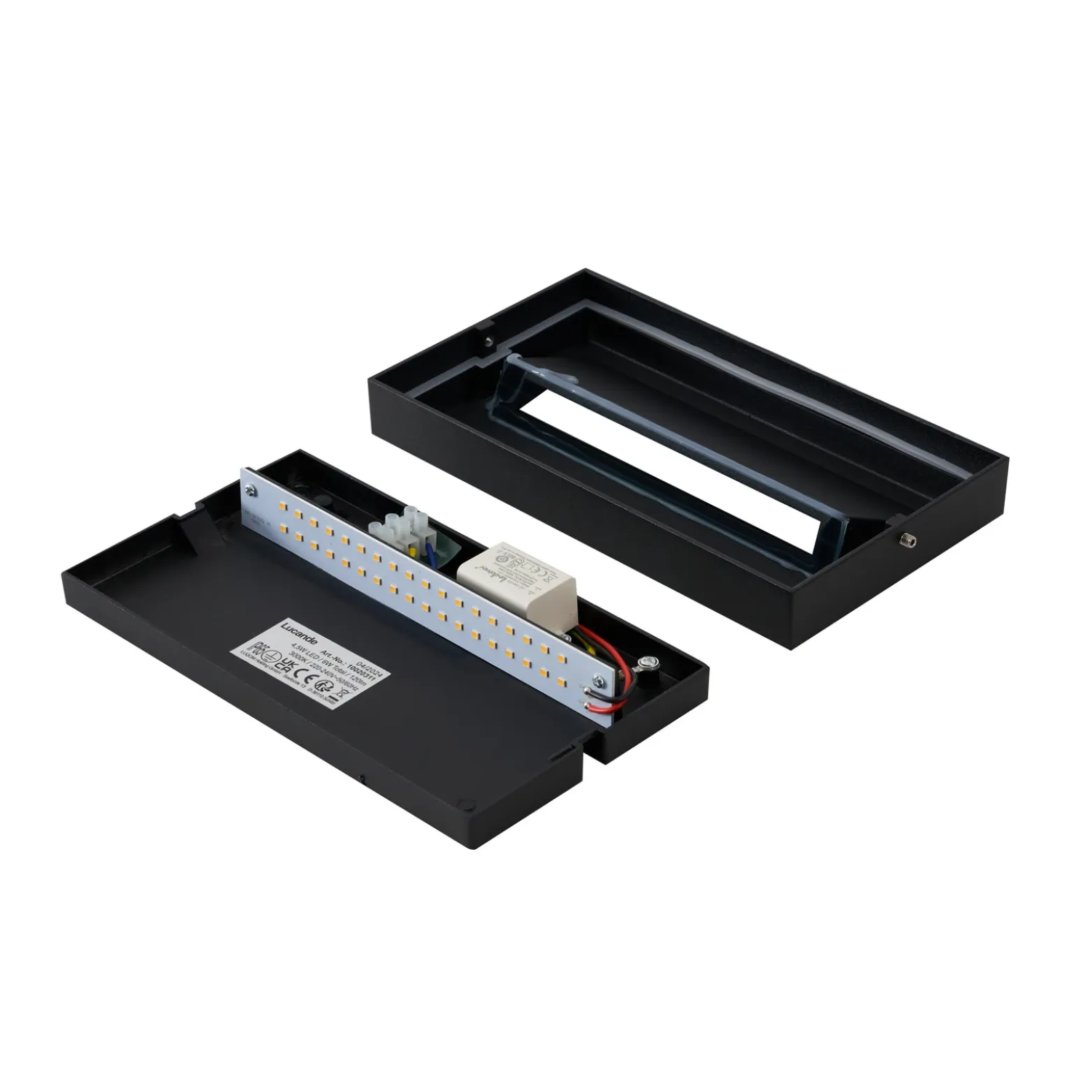 Aplique LED para exterior Lucande Weno, negro, aluminio, IP65